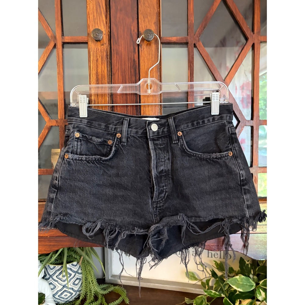 AGOLDE Parker High Rise Cutoff Denim Shorts Black Swapmeet Size 26